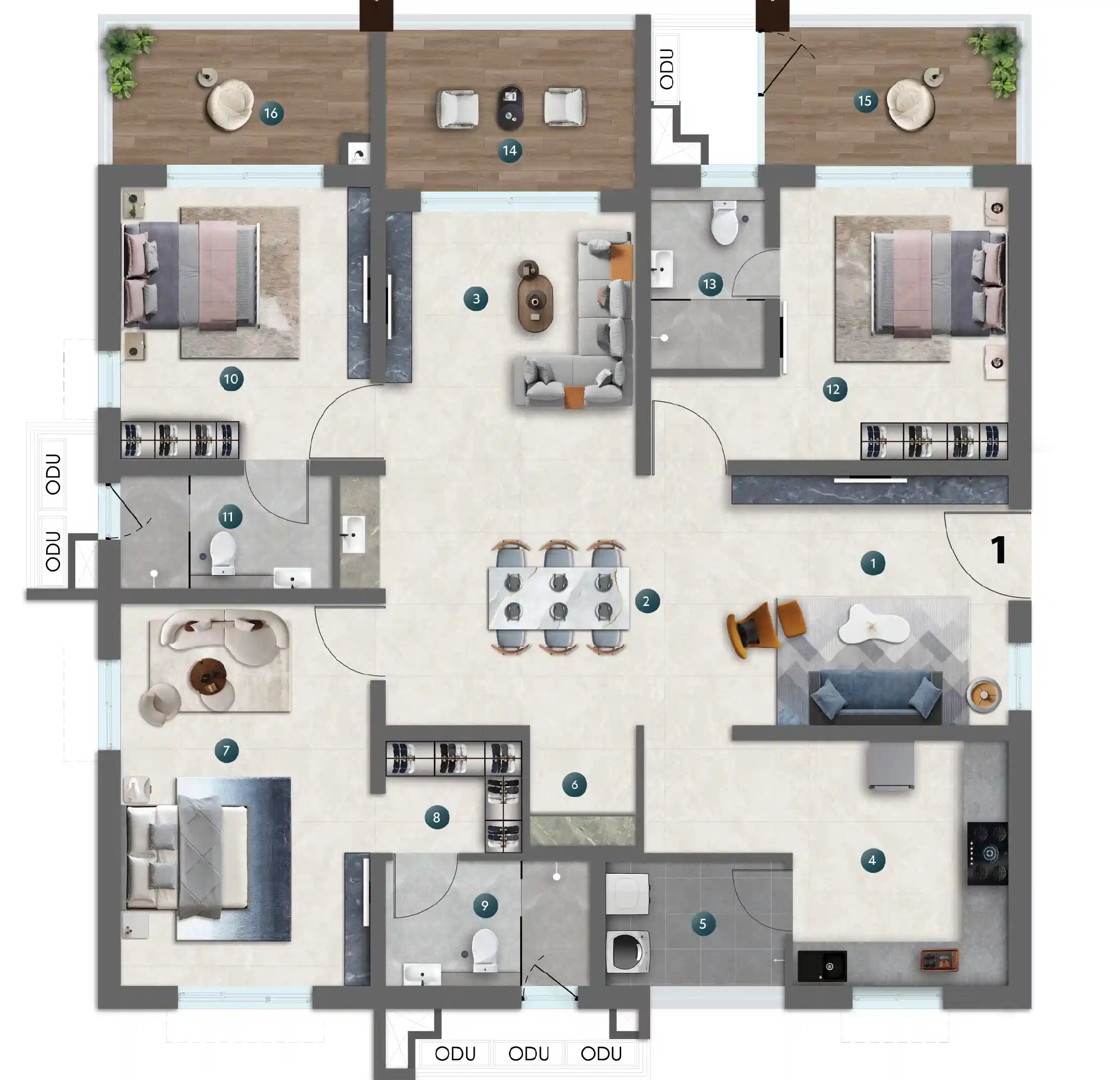 Unit 1 3 BHK | 2300 sft East